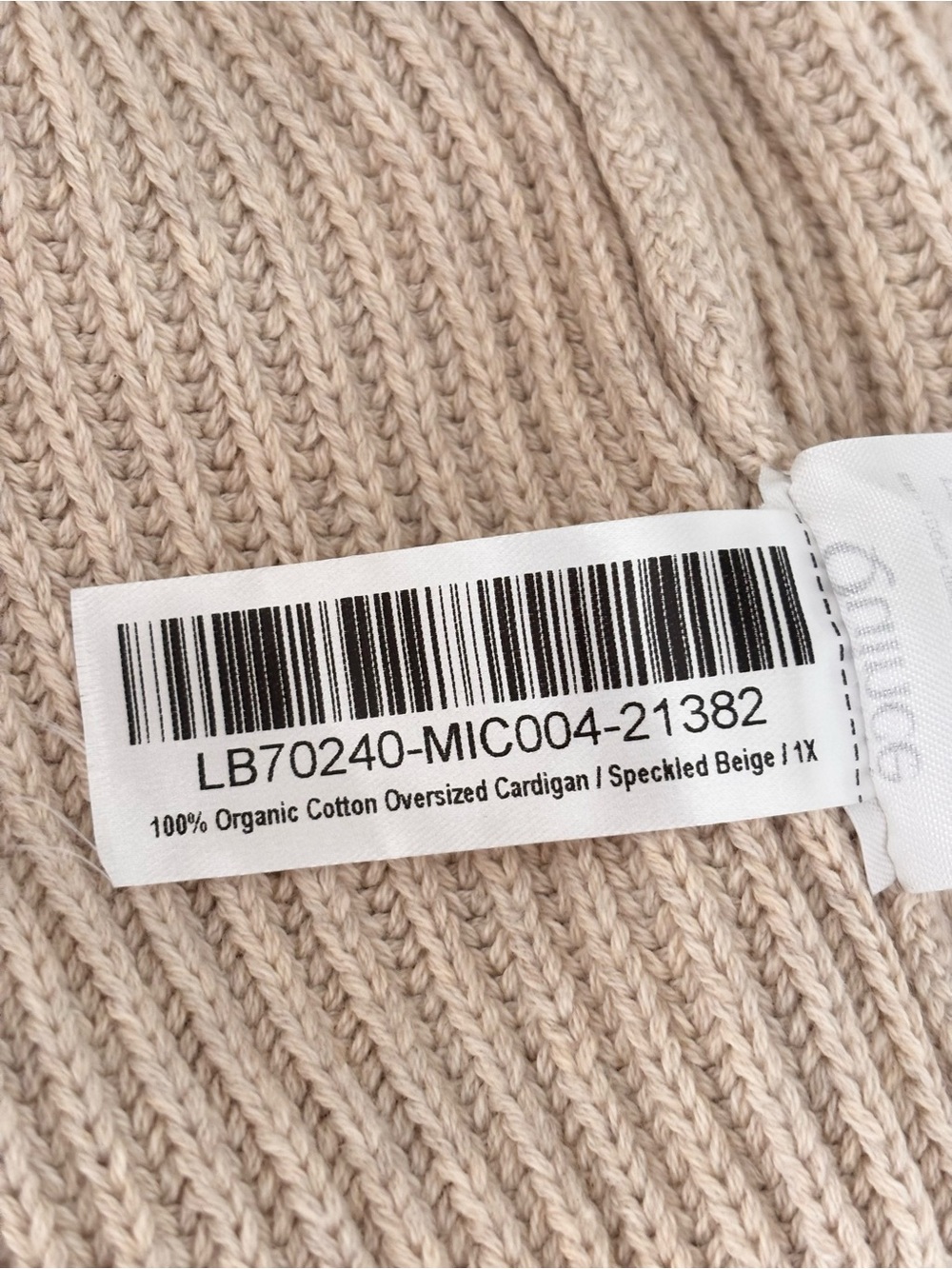 QUINCE 100% Organic Cotton Oversized Cardigan Speckled Beige Sz 1X NWT - Picture 9 of 9